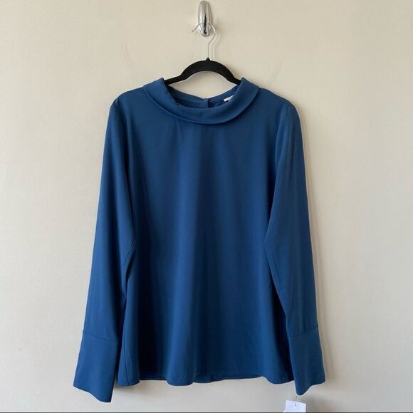 Nwt-halogen Button Back Long Sleeve Blouse (Size:Medium) - Picture 1 of 12